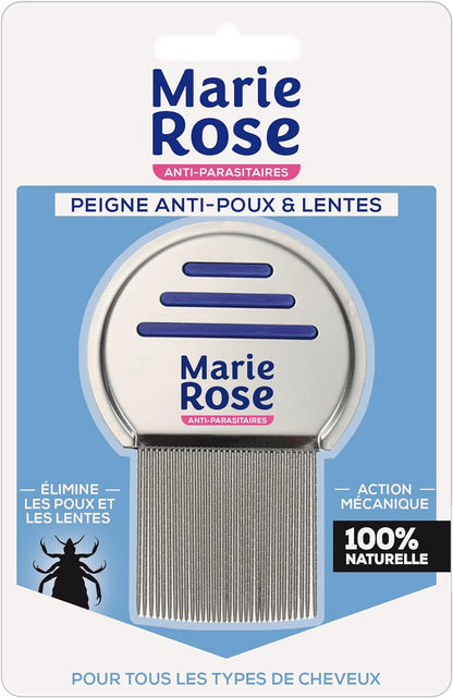 PEIGNE ANTI-POUX & LENTES EN ACIER INOXYDABLE MARIE ROSE