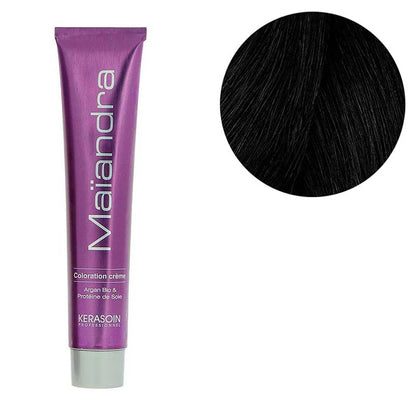 COLORATION PERMANENTE MAÏANDRA – KERASOIN PROFESSIONNEL – 1.0 NOIR – 100 ML