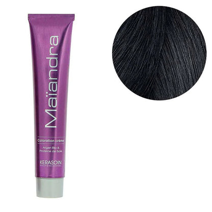 COLORATION PERMANENTE MAÏANDRA - KERASOIN PROFESSIONNEL - 1.1 NOIR BLEU - 100 ML