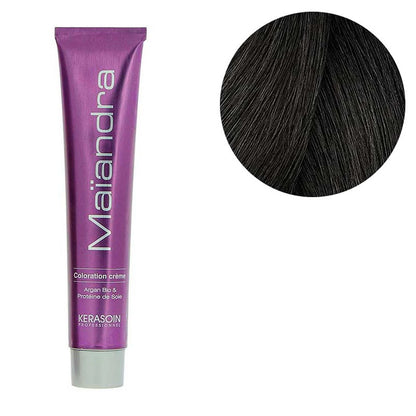 COLORATION PERMANENTE MAÏANDRA – KERASOIN PROFESSIONNEL – 4.0 CHÂTAIN – 100 ML