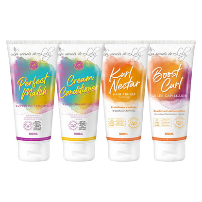 KIT D’EMBARQUEMENT CHEVEUX BOUCLÉS - LES SECRETS DE LOLY - 4X100ML