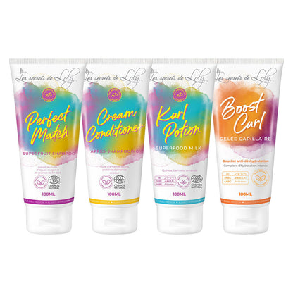 KIT D’EMBARQUEMENT CHEVEUX ONDULÉS - LES SECRETS DE LOLY - 4X100ML