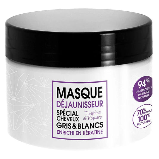 MASQUE DÉJAUNISSEUR ENRICHI EN KÉRATINE - CHEVEUX GRIS ET BLANCS - KERASOIN PROFESSIONNEL - 200ML