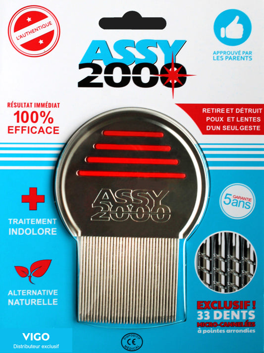 PEIGNE ANTI-POUX ET LENTES EN ACIER TREMPÉ INOXYDABLE - ASSY 2000
