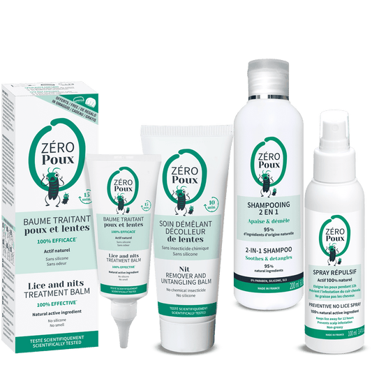 PACK RITUEL DE SOIN COMPLET - ZÉRO POUX PATRICE MULATO - 4 PRODUITS